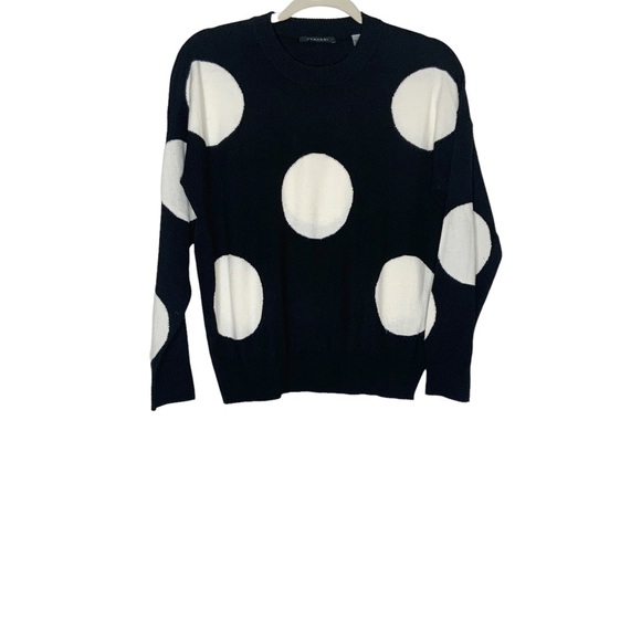 T Tahari Black Polka Dot Sweater Size S 